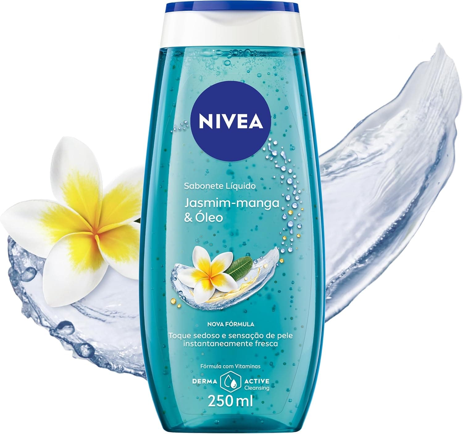 NIVEA Sabonete Líquido Frangipani & Oil 250ml, Limpeza Corporal, Pele Macia, Óleos e Vitaminas, Equilíbrio com o pH, Sensação Refrescante