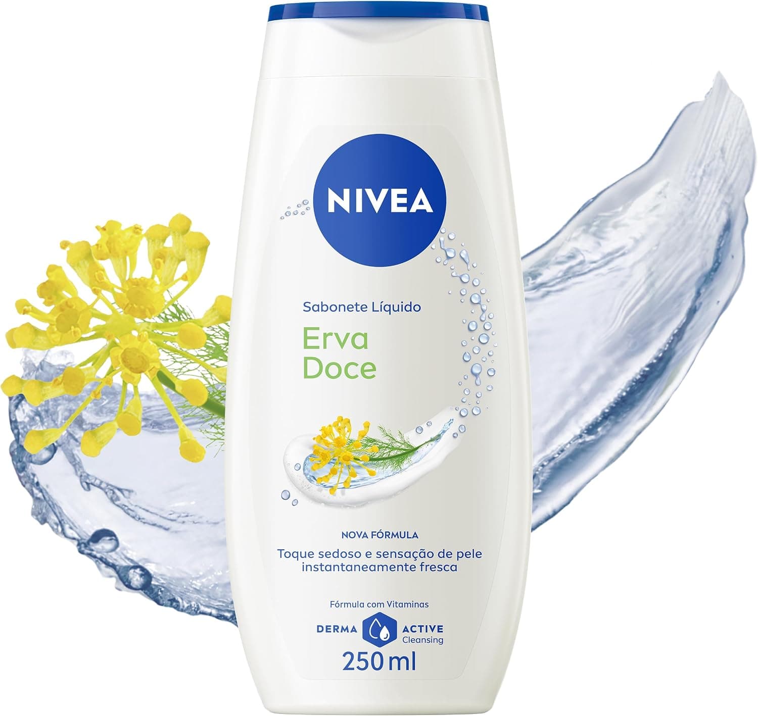 NIVEA Sabonete Líquido Erva Doce 250ml, Limpeza Corporal, Pele Macia, Vitaminas, Equilíbrio com o pH, Fragrância Refrescante