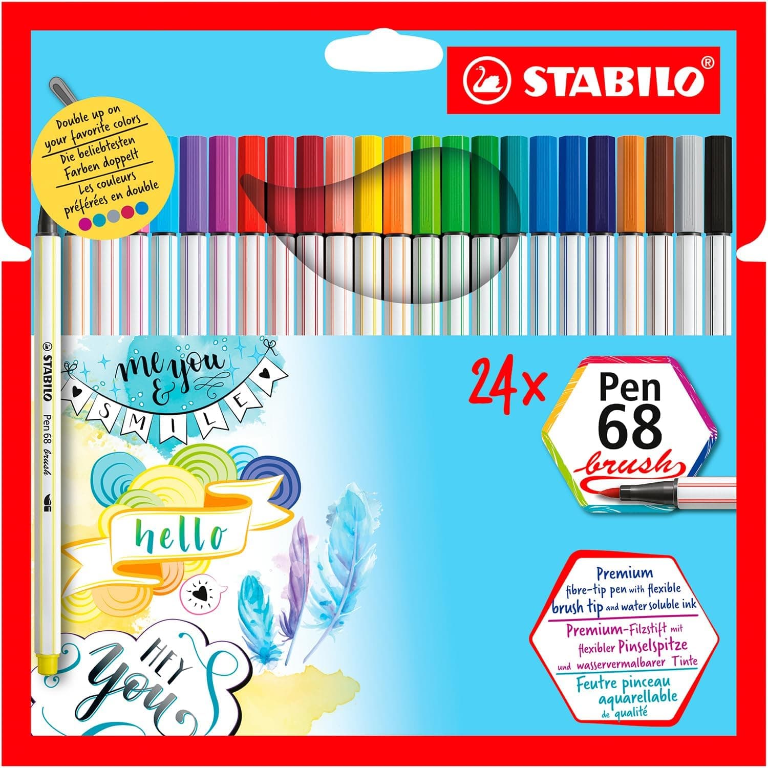 Oferta: STABILO Pen 68 brush Caneta Brush Premium – Estojo com 24 unidades – Em 24 cores