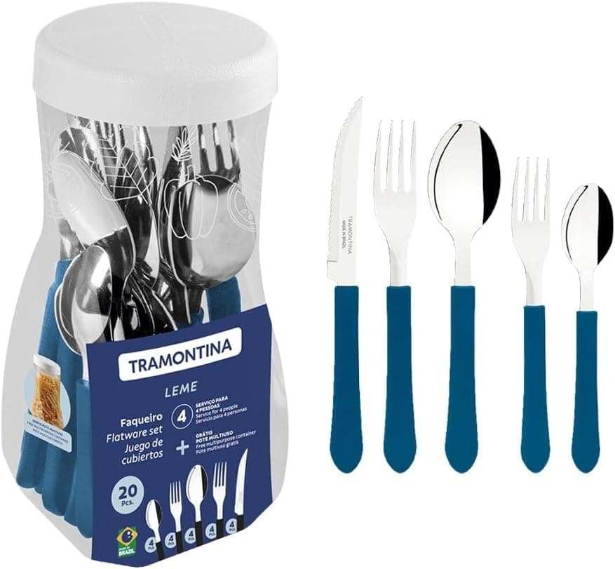 Faqueiro Inox 20 peças Leme Azul - Tramontina