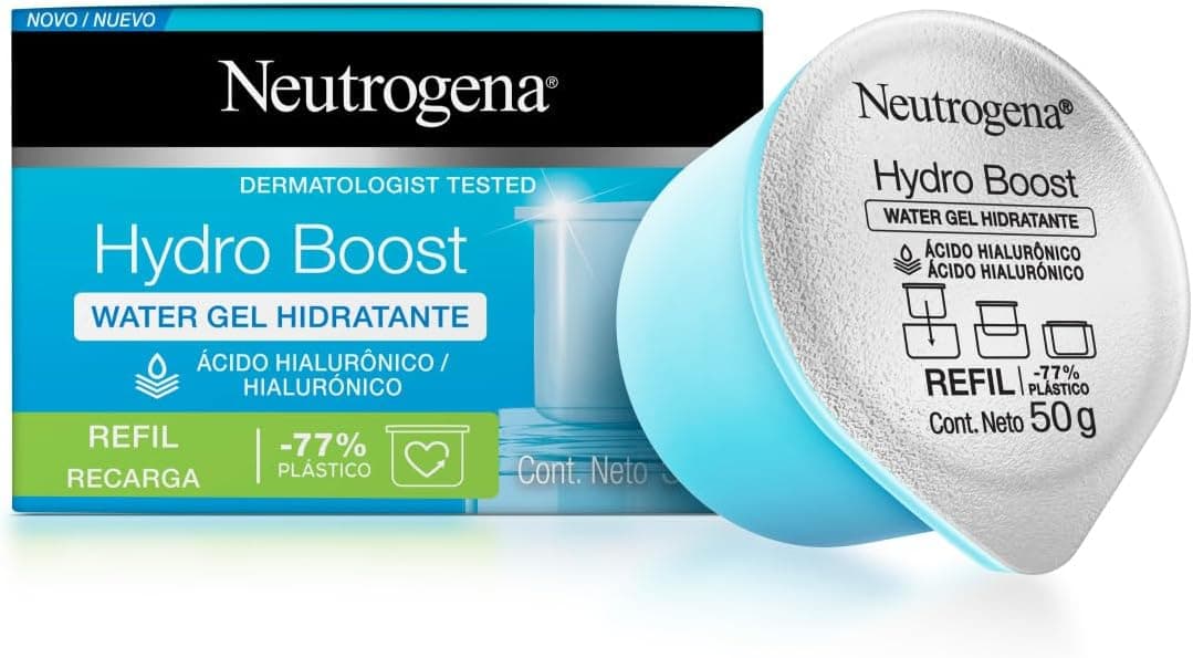 Hidratante Facial Neutrogena Hydro Boost Water Gel, Refil, 50g | Controle de Oleosidade, Textura Ultraleve, Hidratação Intensa e Prolongada
