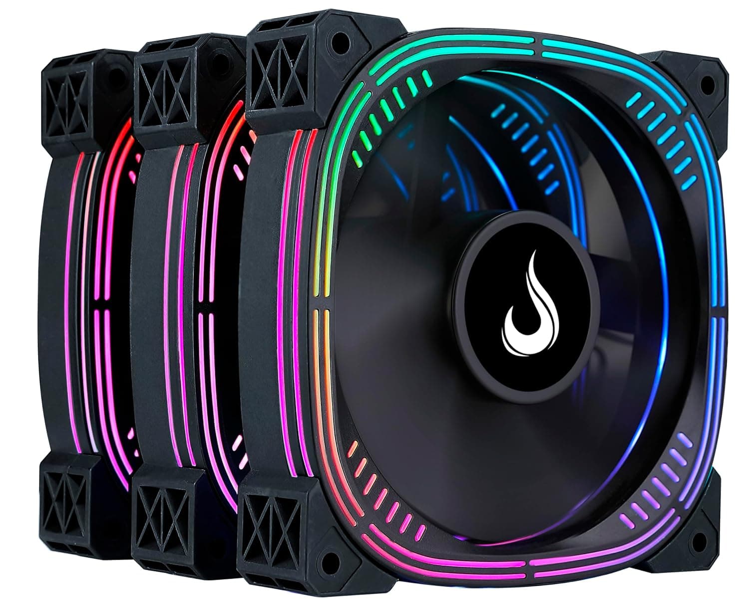 Oferta: Kit com 3 Ventoinhas Gamer Rise Mode Aura Pro Black ARGB 5v 120mm - RM-AUB-02-ARGB