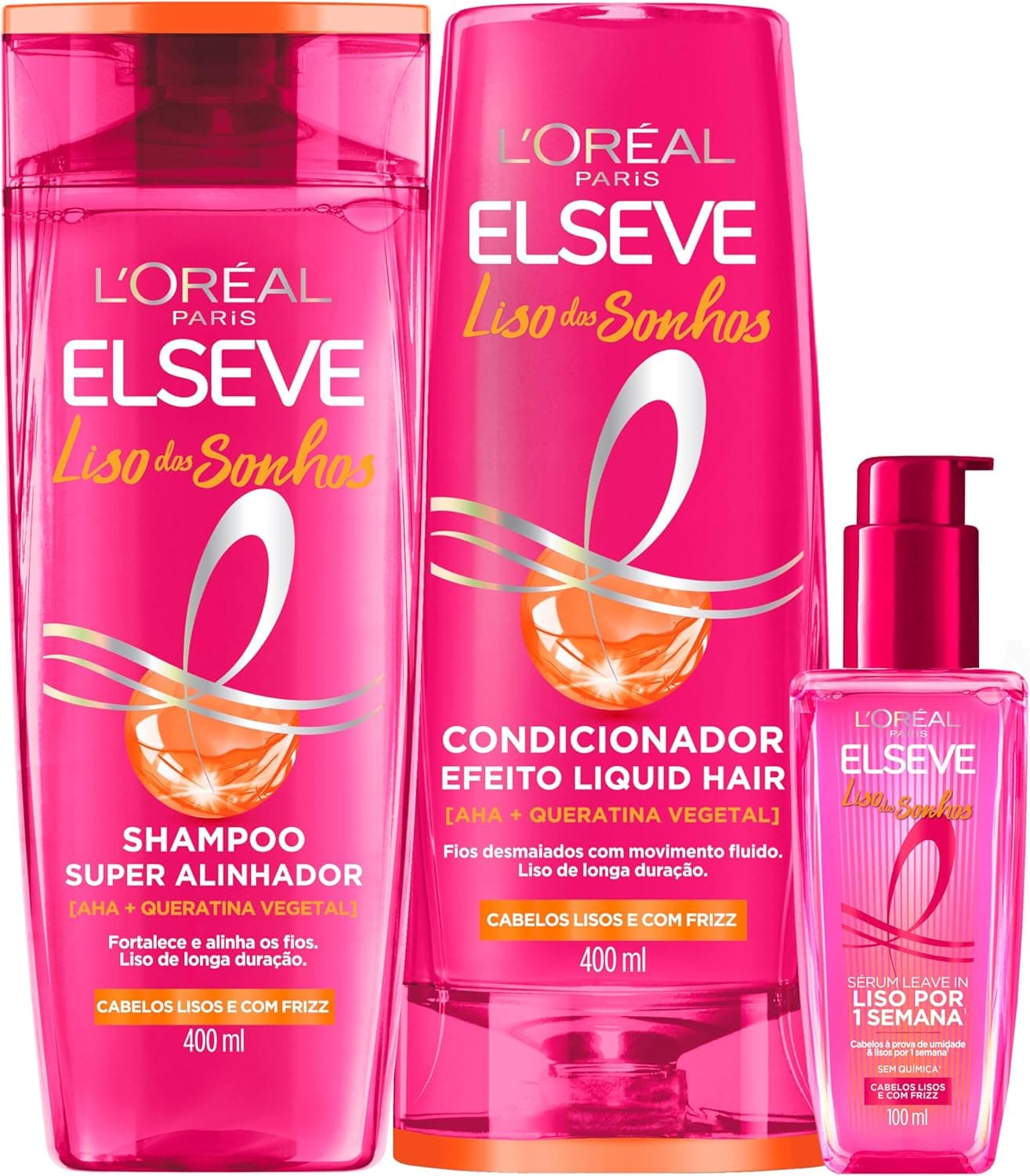 Oferta: Shampoo e Condicionador L'Oréal Elseve, Kit com 2 Unidades | Efeito liso por 1 semana, blindagem contra umidade e controle de frizz por 72h