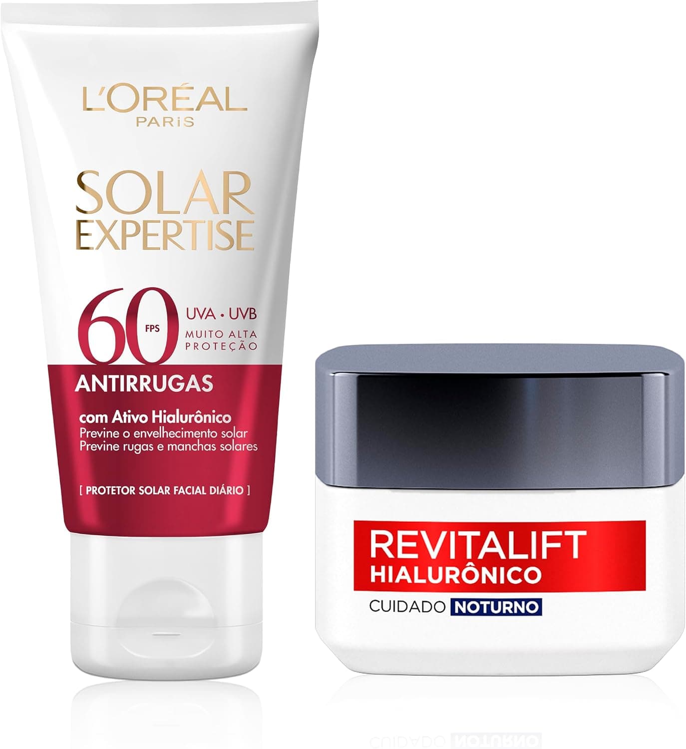 Oferta: Kit Creme Revitalift Hialurônico Noturno 49g + Protetor Solar Expertise Facial Antirrugas FPS60 40g