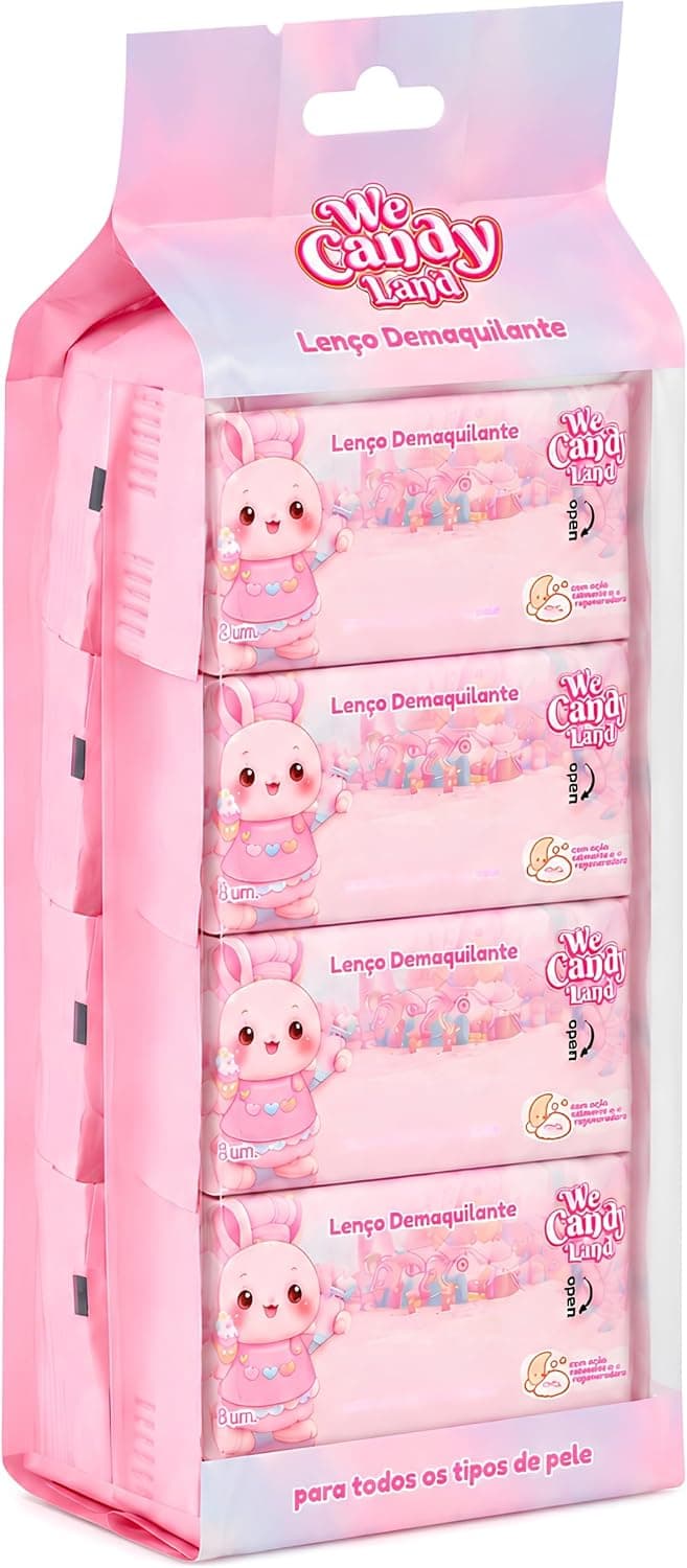 Oferta: Lenço Demaquilante Kit 8 Pacotes com 8 Unidades 64 Lenços (Camomila/Aloe We Candy)