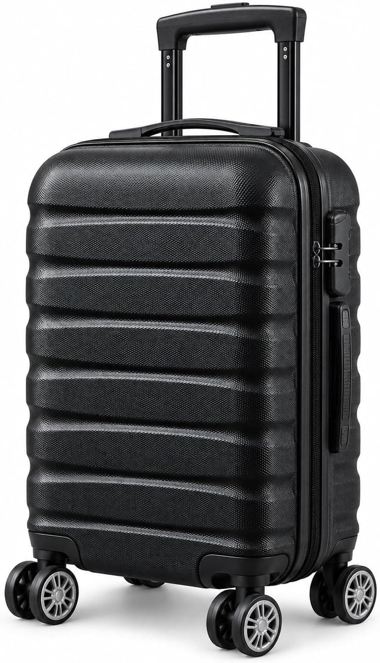 Oferta: Mala de Viagem 20" 23x48 cm de Bordo até 10kg, Rígida e Espaçosa, Rodas Duplas 360° Removíveis, Cadeado com Senha, Preta