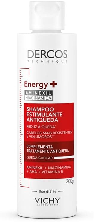 Shampoo Antiqueda Vichy Dercos Energy+, Com Aminexil 1,5%, 200g | Fortalece a Fibra Capilar da Raiz às Pontas, Entrega Volume e Densidade, Limpeza Profunda, Uso Frequente