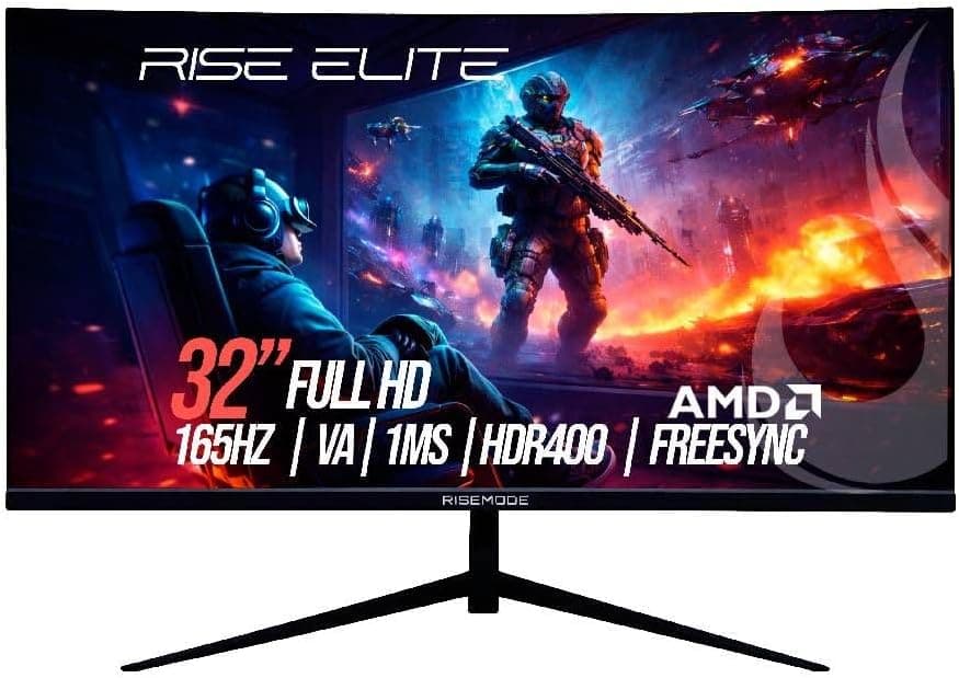 Rise Mode Monitor Gamer Curvo 32" Full HD 165Hz VA DisplayPort/HDMI, Preto