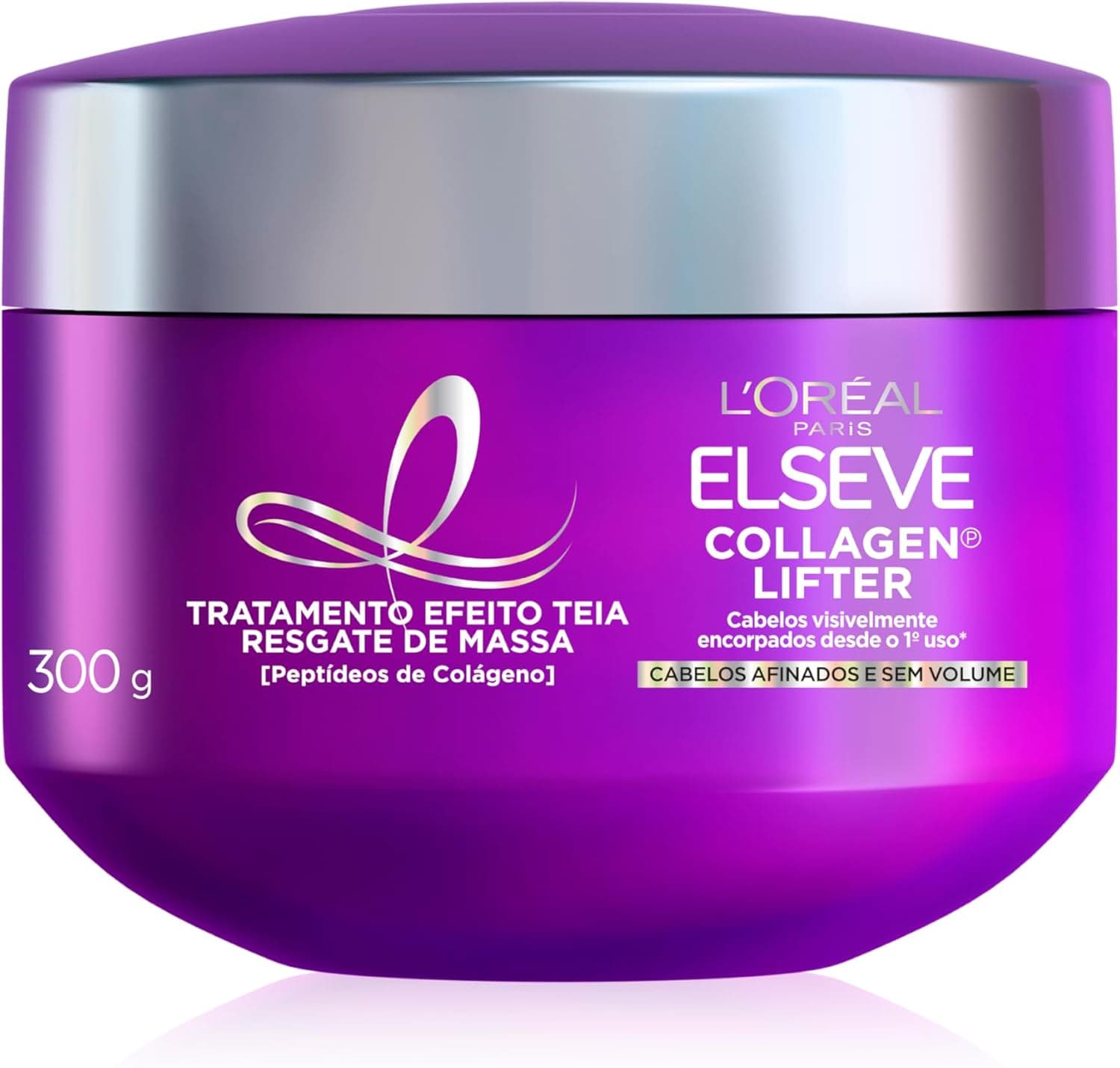 Oferta: Máscara de Tratamento Elseve L'Oréal Paris Colágeno Encorpador 300g | Fórmula reconstrutora, efeito teia, reposição de massa, fios mais densos, macios e luminosos desde o primeiro uso