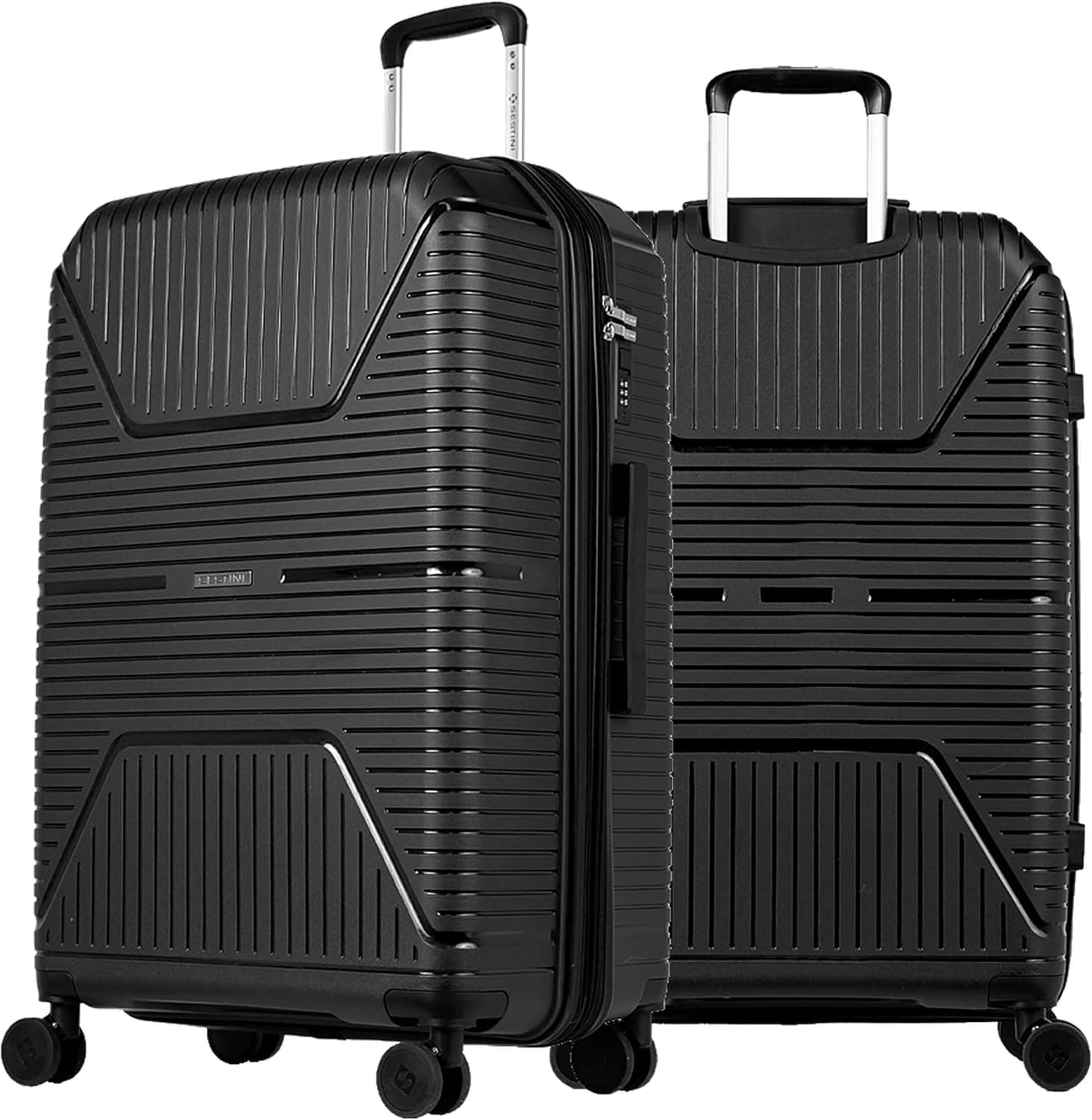 Mala Grande Polipropileno Sestini, Rodas 360º Duplas Silencionas, De Viagem | Pode Ser Usada Como 23 kg ou 32 kg, Cadeado 3 Dígitos Personalizável (PP Essencial Plus 2) (Preto)