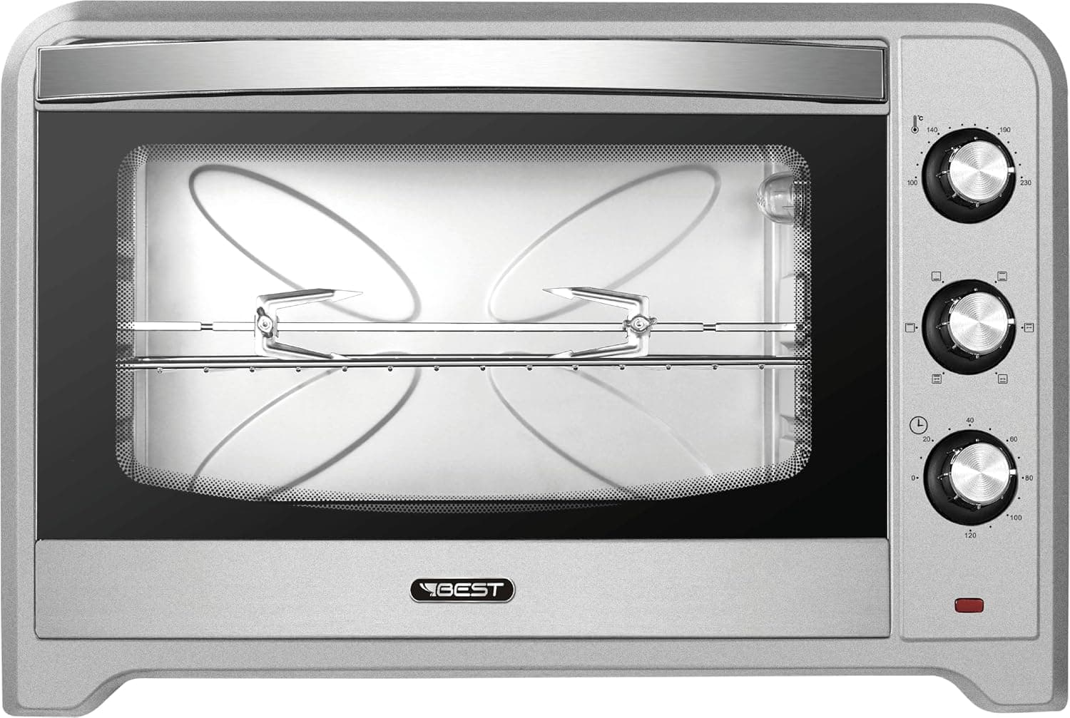 BEST Forno Elétrico 70L, Inox/Platinium, 1800W 127V com Rotisserie, Luz Interna, Timer 120min, 6 Funções