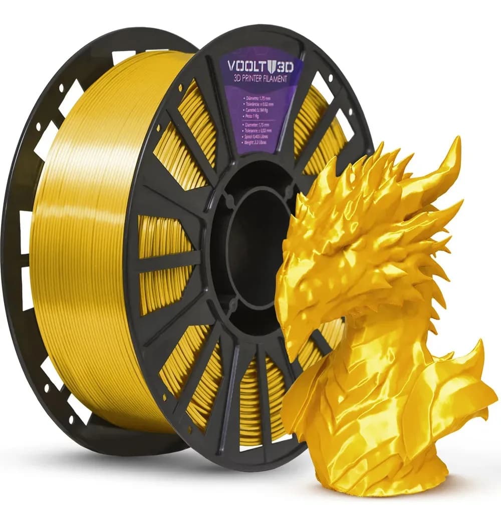 Filamento PLA Dourado V-Silk High Speed Premium - 1Kg