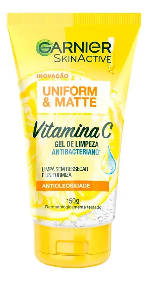 Gel de Limpeza Facial Antibacteriano Vitamina C Uniform Mat Garnier 150ml
