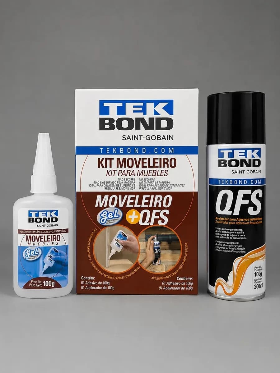 Kit Moveleiro Cola 100gr + Acelerador De Secagem Qfs Tekbond