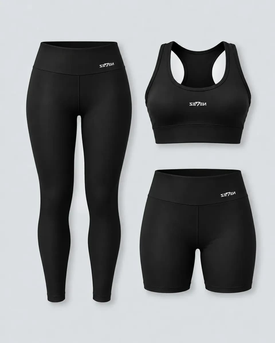 Kit Conjunto Feminino Fitness Top Nadador + Legging + Short