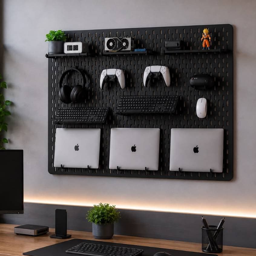 Pegboard G Premium Mdf Setup Gamer Home Office Preto