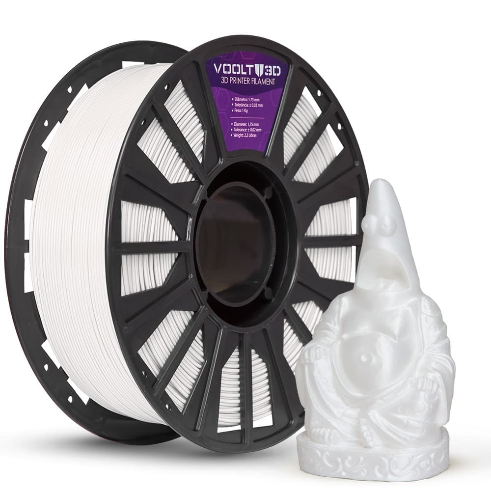 Filamento PLA Branco Off White Velvet 1Kg 1,75mm Efeito Aveludado Impressora 3D FDM Voolt3D Oficial